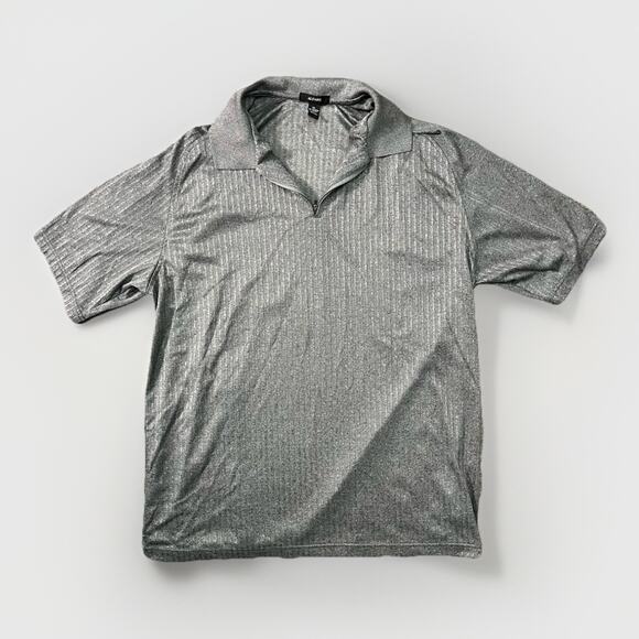 Alfani Men’s XL Gray Short Sleeve Polo Shirt Ribbed Textured Casual Golf Top - Picture 1 of 6